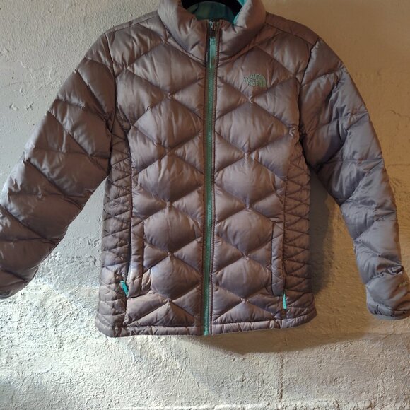 The North Face Gray Teal Zipper Puffer Jacket Girls Size XL (18) - Picture 10 of 13